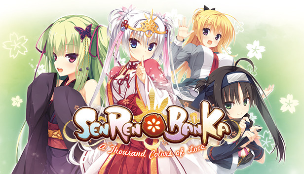 Senren Banka 英文主视觉图，四位主要角色与游戏英文标识同框
